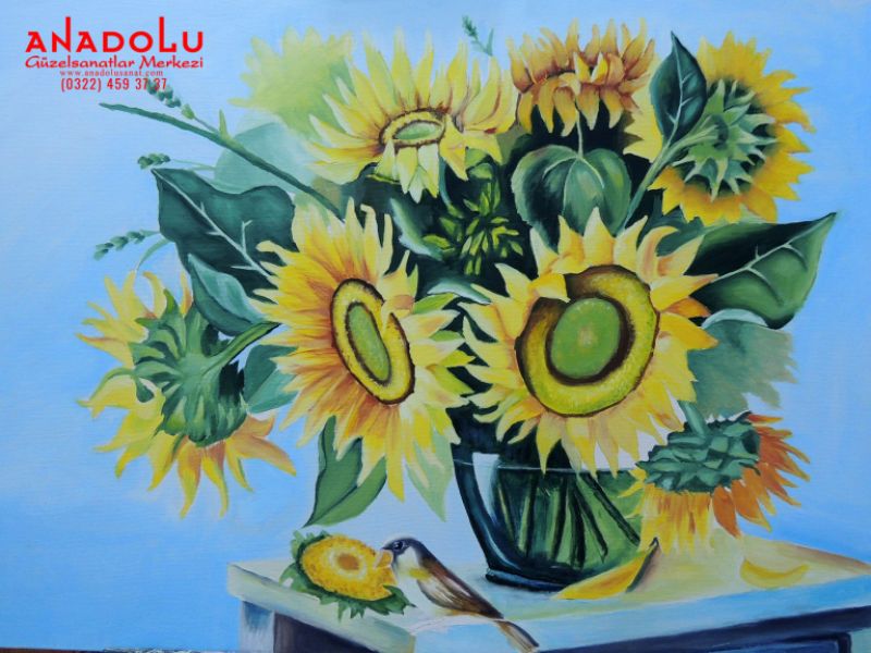 Ay Çiçeği Yağlı Boya Tablosu