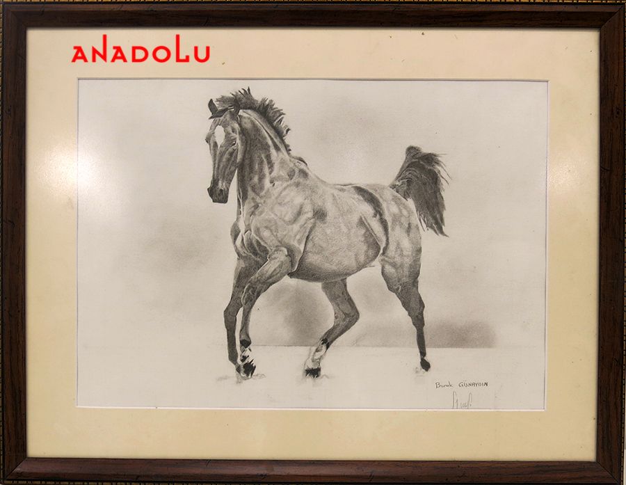 Karakalem At Resmi Çizin Kişiler