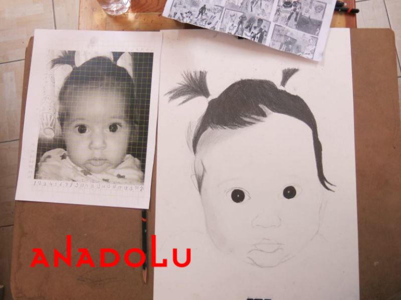 Karakalem Bebek Portresi Çizimleri