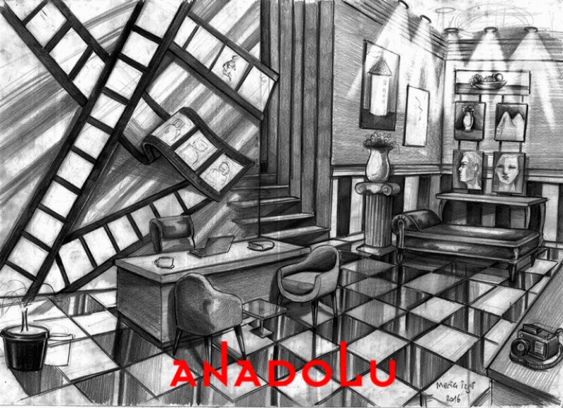 Karakalem Bir İş Yeri Çizim İmgesel Çalışması